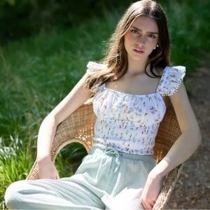 Savida Floral Ruffle Sleeve Top S